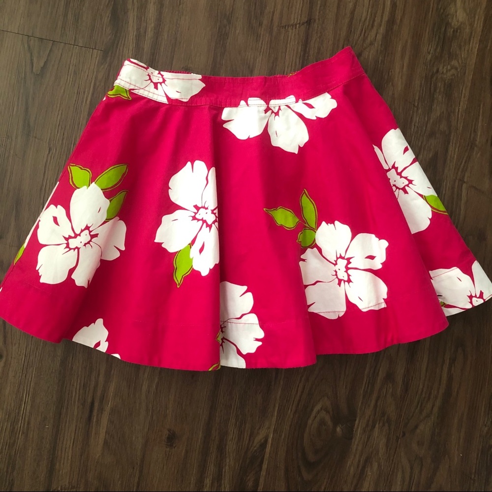 Hollister Hawaiian Hibiscus Tropical Print Circle Small Fun Flirty Floral Small